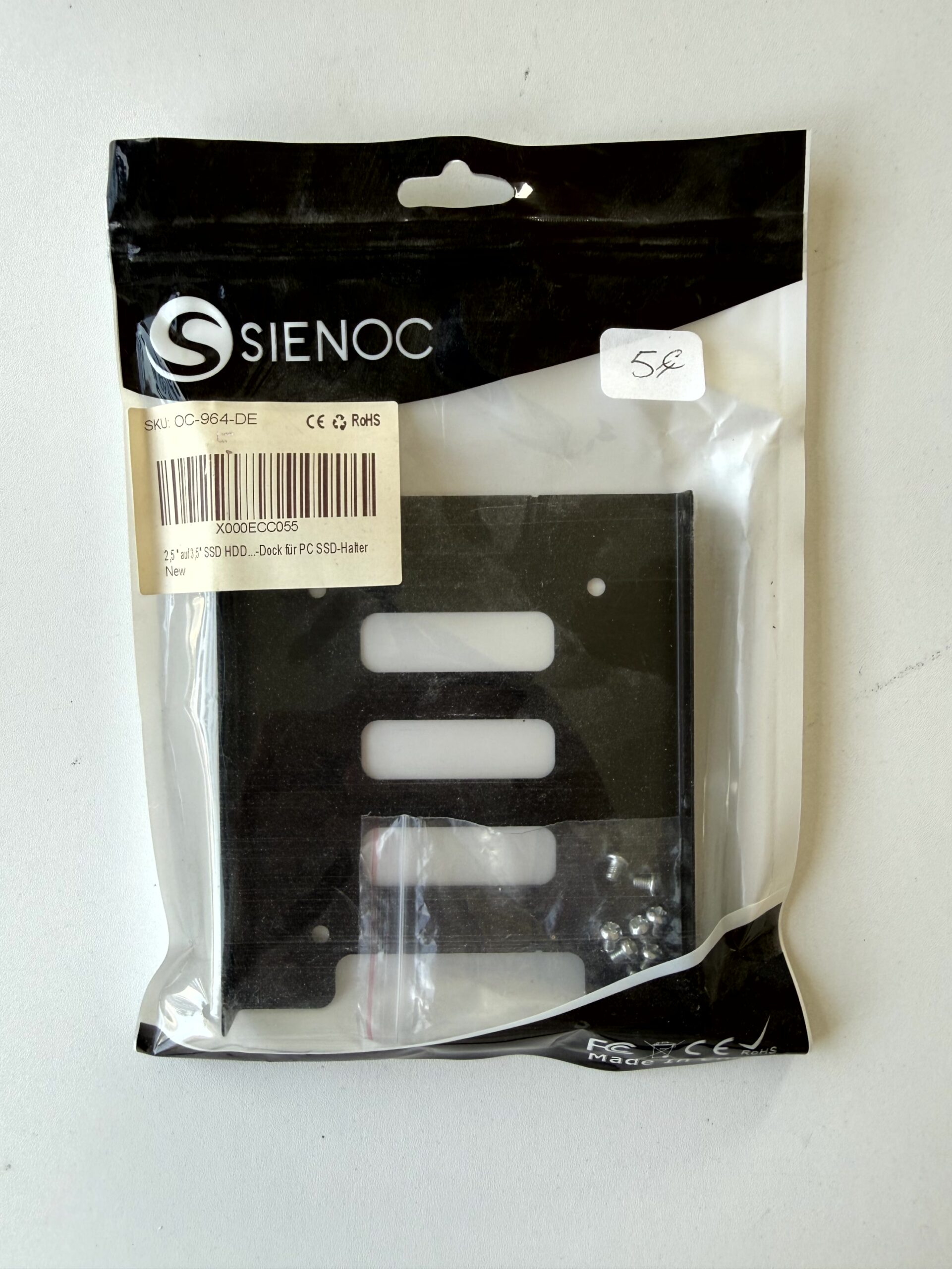 Support montage SSD 2.5 vers baie 3.5 Sienoc