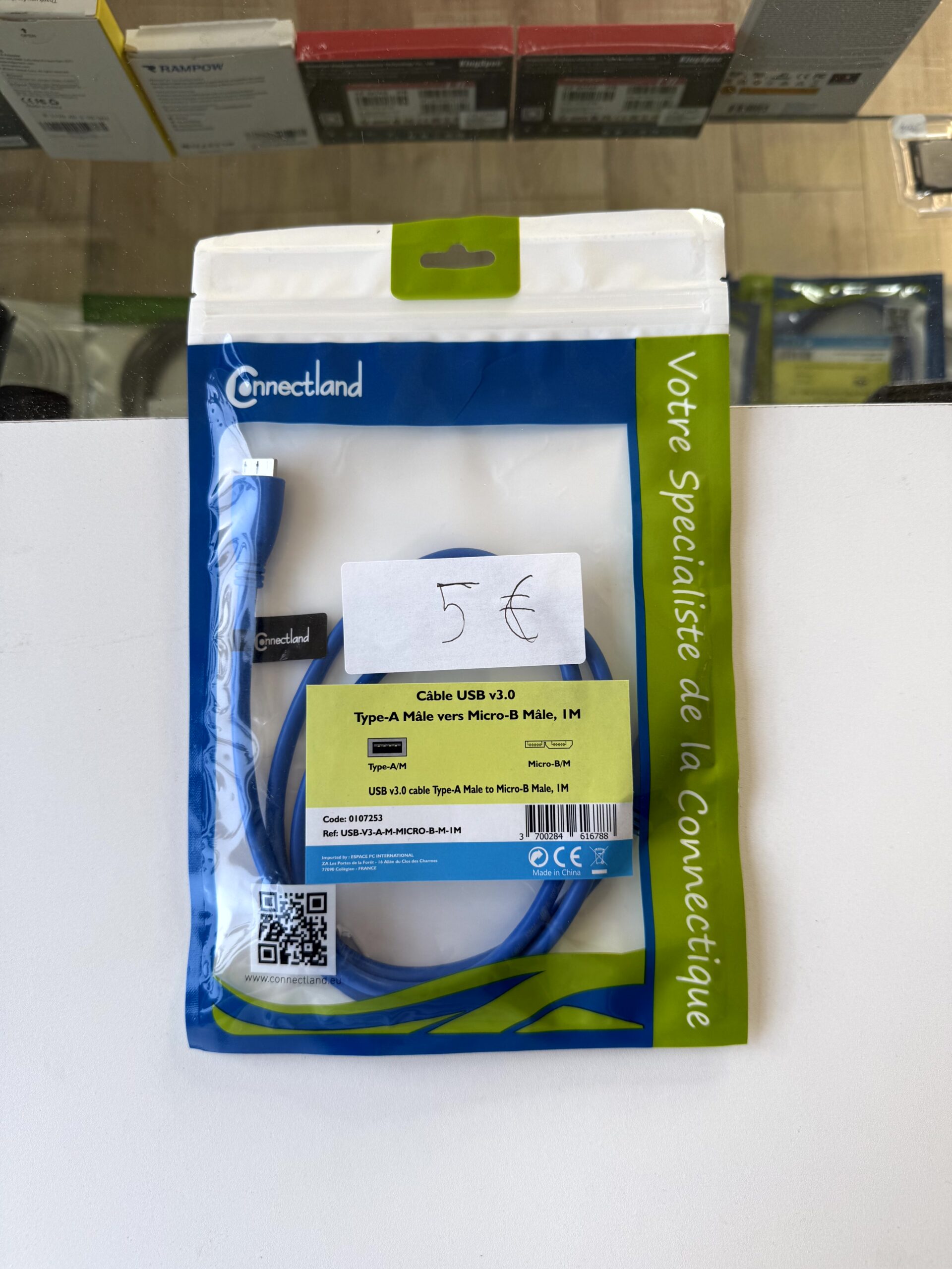 Câble USB 3.0 Type-A vers Micro-B 1m Connectland – Image 2